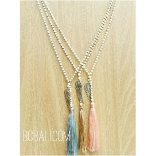 beads necklaces pendant tassel bronze wing charms 